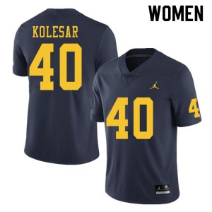 Michigan Wolverines #40 Caden Kolesar Women's Navy College Football Jersey 726582-502