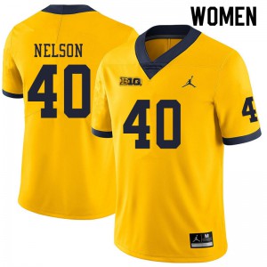 Michigan Wolverines #40 Ryan Nelson Women's Yellow College Football Jersey 583514-574