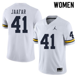 Michigan Wolverines #41 Abe Jaafar Women's White College Football Jersey 474546-236