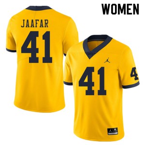 Michigan Wolverines #41 Abe Jaafar Women's Yellow College Football Jersey 260766-927