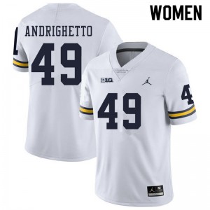 Michigan Wolverines #49 Lucas Andrighetto Women's White College Football Jersey 740596-429