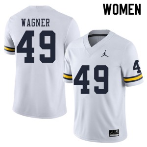Michigan Wolverines #49 William Wagner Women's White College Football Jersey 375872-534