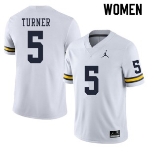 Michigan Wolverines #5 DJ Turner Women's White College Football Jersey 951495-547