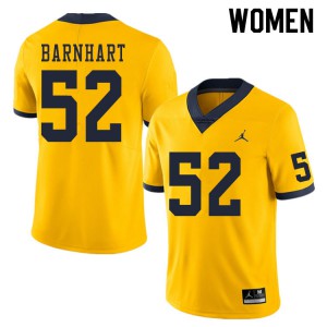 Michigan Wolverines #52 Karsen Barnhart Women's Yellow College Football Jersey 183531-381