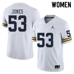 Michigan Wolverines #53 Trente Jones Women's White College Football Jersey 194217-355