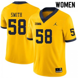 Michigan Wolverines #58 Mazi Smith Women's Yellow College Football Jersey 603169-615