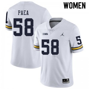Michigan Wolverines #58 Phillip Paea Women's White College Football Jersey 983329-551