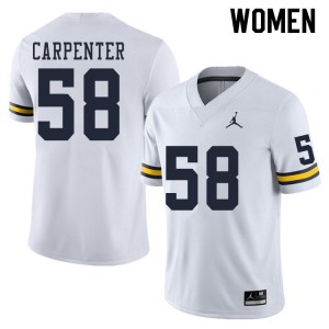 Michigan Wolverines #58 Zach Carpenter Women's White College Football Jersey 589336-762