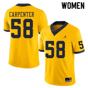 Michigan Wolverines #58 Zach Carpenter Women's Yellow College Football Jersey 309471-951