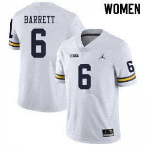 Michigan Wolverines #6 Michael Barrett Women's White College Football Jersey 496026-543