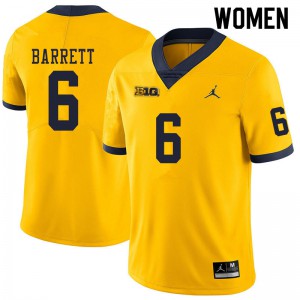 Michigan Wolverines #6 Michael Barrett Women's Yellow College Football Jersey 378455-396