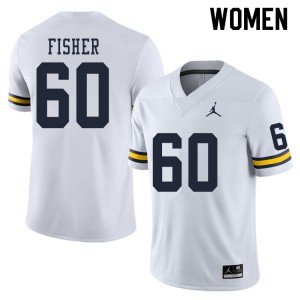 Michigan Wolverines #60 Luke Fisher Women's White College Football Jersey 903349-620