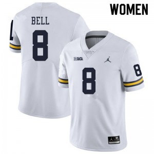 Michigan Wolverines #8 Ronnie Bell Women's White College Football Jersey 923644-860
