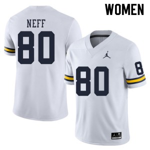 Michigan Wolverines #80 Hunter Neff Women's White College Football Jersey 717579-712