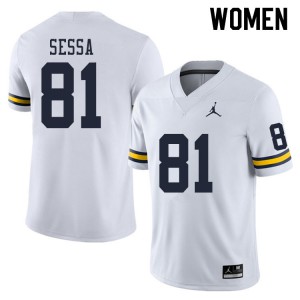 Michigan Wolverines #81 Will Sessa Women's White College Football Jersey 922888-141