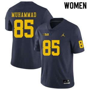 Michigan Wolverines #85 Mustapha Muhammad Women's Navy College Football Jersey 376585-533
