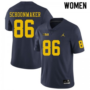 Michigan Wolverines #86 Luke Schoonmaker Women's Navy College Football Jersey 895680-408