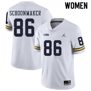 Michigan Wolverines #86 Luke Schoonmaker Women's White College Football Jersey 992135-251