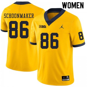 Michigan Wolverines #86 Luke Schoonmaker Women's Yellow College Football Jersey 658846-843