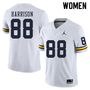 Michigan Wolverines #88 Mathew Harrison Women's White College Football Jersey 694128-676