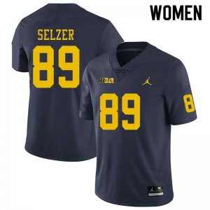 Michigan Wolverines #89 Carter Selzer Women's Navy College Football Jersey 827167-934