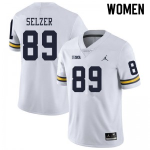Michigan Wolverines #89 Carter Selzer Women's White College Football Jersey 235373-785