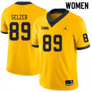 Michigan Wolverines #89 Carter Selzer Women's Yellow College Football Jersey 752494-933