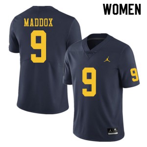 Michigan Wolverines #9 Andy Maddox Women's Navy College Football Jersey 443271-315