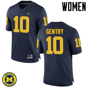Michigan Wolverines #10 Zach Gentry Women's Navy College Football Jersey 235141-617