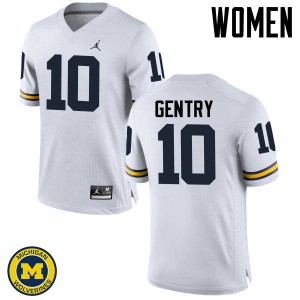 Michigan Wolverines #10 Zach Gentry Women's White College Football Jersey 361870-125