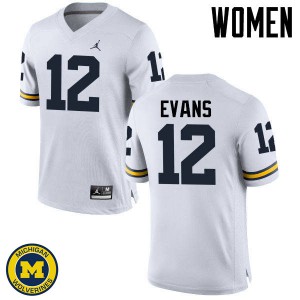 Michigan Wolverines #12 Chris Evans Women's White College Football Jersey 406748-795