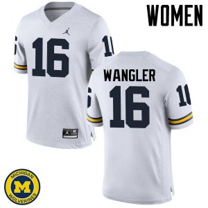Michigan Wolverines #16 Jack Wangler Women's White College Football Jersey 948179-653