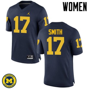 Michigan Wolverines #17 Simeon Smith Women's Navy College Football Jersey 577251-585