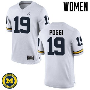 Michigan Wolverines #19 Henry Poggi Women's White College Football Jersey 352035-449