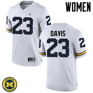 Michigan Wolverines #23 Kingston Davis Women's White College Football Jersey 528481-206