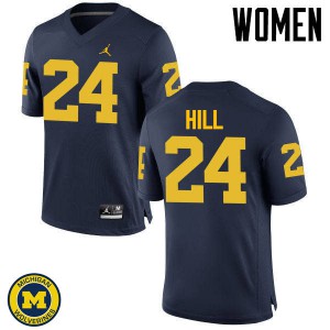 Michigan Wolverines #24 Lavert Hill Women's Navy College Football Jersey 281599-591
