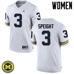 Michigan Wolverines #3 Wilton Speight Women's White College Football Jersey 203379-179
