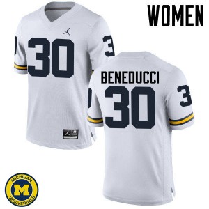 Michigan Wolverines #30 Joe Beneducci Women's White College Football Jersey 564531-239