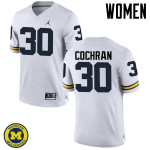 Michigan Wolverines #30 Tyler Cochran Women's White College Football Jersey 893890-276