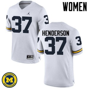 Michigan Wolverines #37 Bobby Henderson Women's White College Football Jersey 577527-887