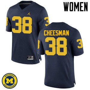 Michigan Wolverines #38 Cameron Cheesman Women's Navy College Football Jersey 727309-335