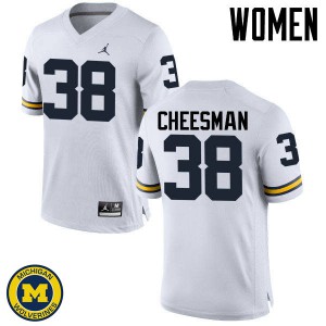 Michigan Wolverines #38 Cameron Cheesman Women's White College Football Jersey 573212-308