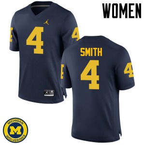 Michigan Wolverines #4 De'Veon Smith Women's Navy College Football Jersey 186577-879