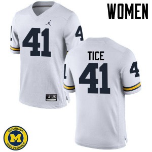 Michigan Wolverines #41 Ryan Tice Women's White College Football Jersey 386887-588