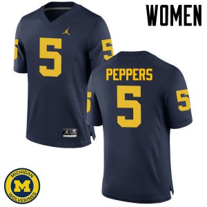 Michigan Wolverines #5 Jabrill Peppers Women's Navy College Football Jersey 547209-864