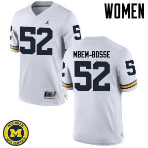 Michigan Wolverines #52 Elysee Mbem-Bosse Women's White College Football Jersey 902230-895