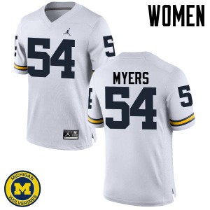 Michigan Wolverines #54 Carl Myers Women's White College Football Jersey 284268-234