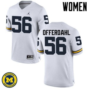Michigan Wolverines #56 Jameson Offerdahl Women's White College Football Jersey 559297-600