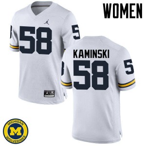 Michigan Wolverines #58 Alex Kaminski Women's White College Football Jersey 760934-340
