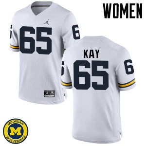 Michigan Wolverines #65 Anthony Kay Women's White College Football Jersey 974620-506